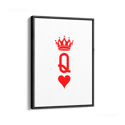 QueenOfHearts Framed Canvas 01 Black Wood