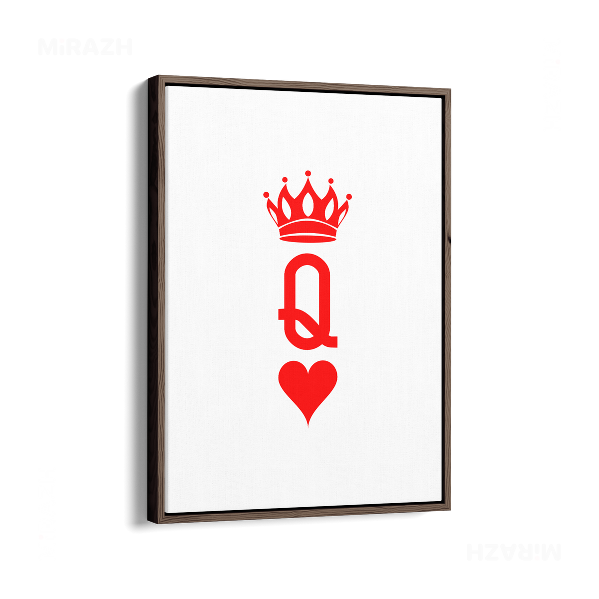 QueenOfHearts Framed Canvas 01 Dark Wood