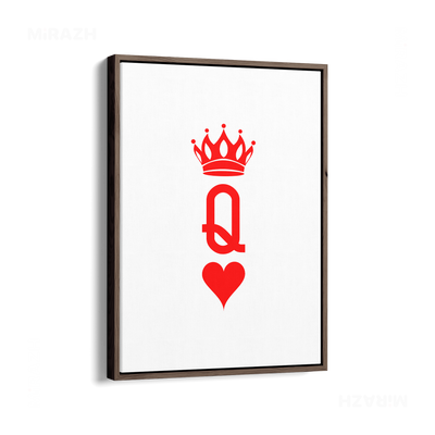 QueenOfHearts Framed Canvas 01 Dark Wood