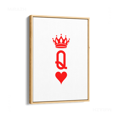 QueenOfHearts Framed Canvas 01 Natural Wood