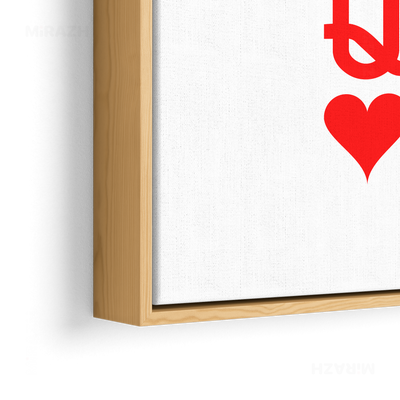 QueenOfHearts Framed Canvas 02 Natural Wood