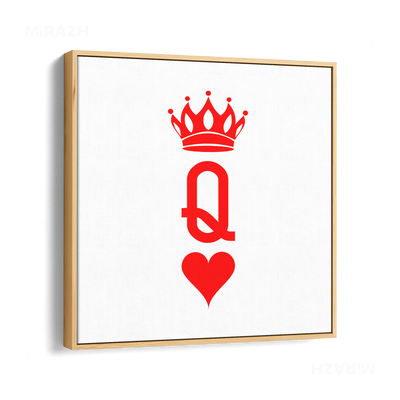 QueenOfHearts Framed Canvas 04 Natural Wood