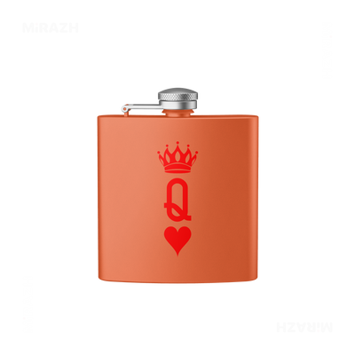 QueenOfHearts Hip Flasks 01 Orange