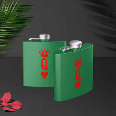 QueenOfHearts Hip Flasks 02 Green