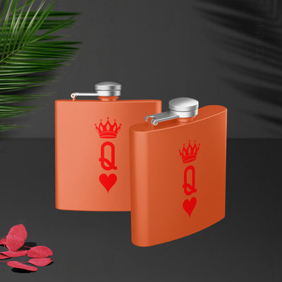 QueenOfHearts Hip Flasks 02 Orange