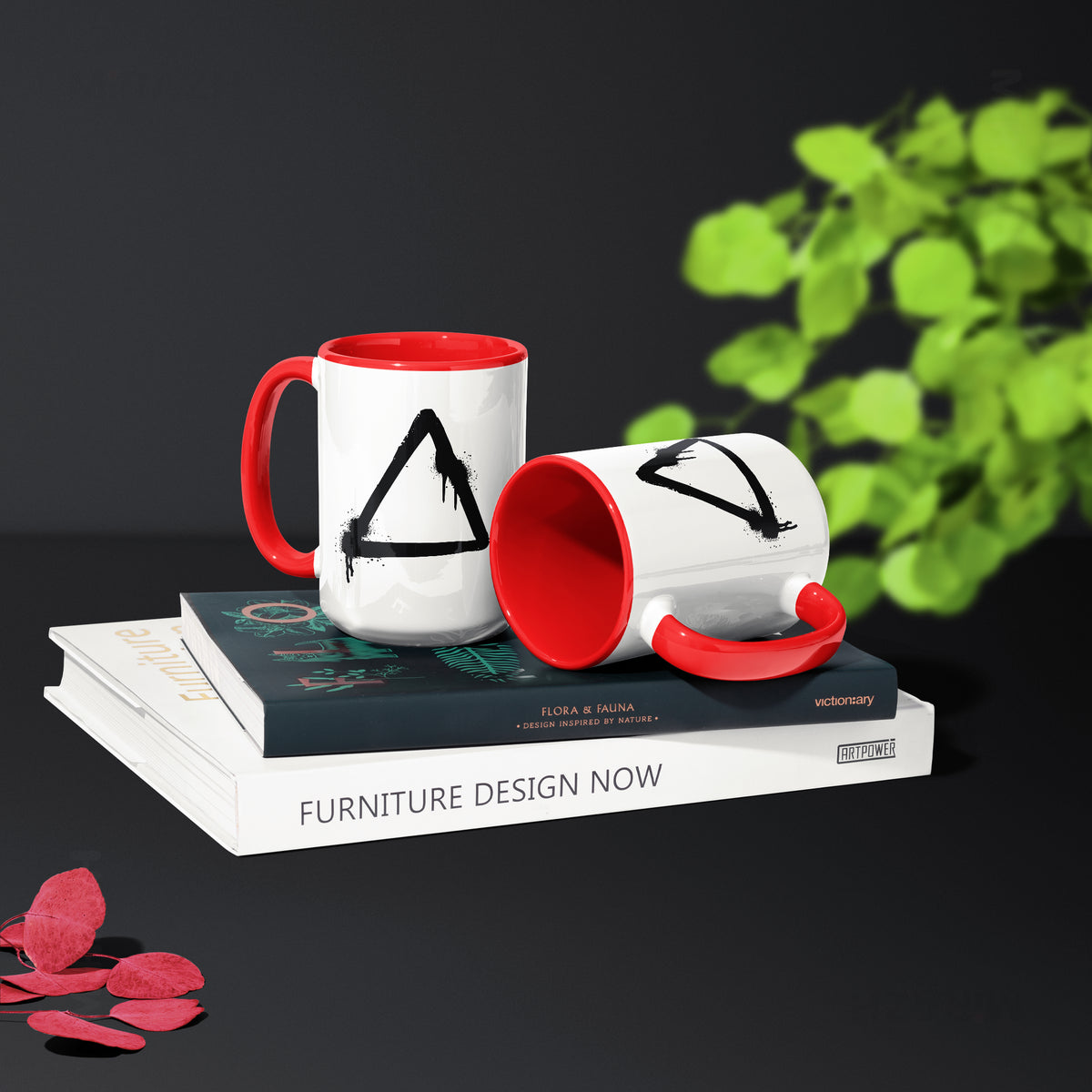 RisingTriangle Ceramic Mug 02 White Red