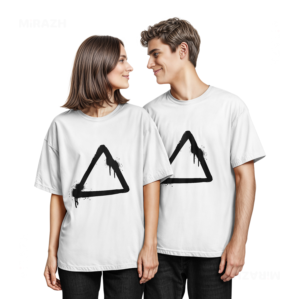 RisingTriangle Couple T Shirt 05 White