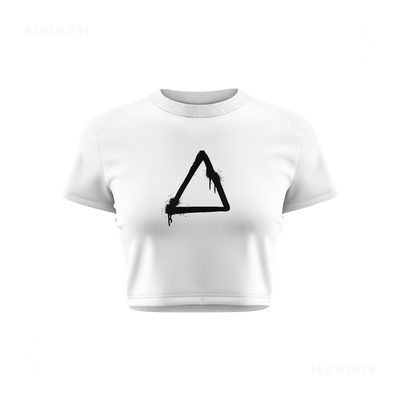 RisingTriangle Fitted Crop Top 01 White