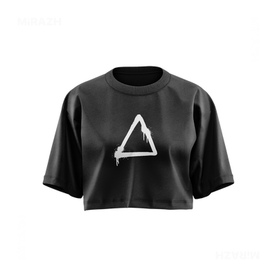 RisingTriangle Over Sized Crop Top 01 Faded Black