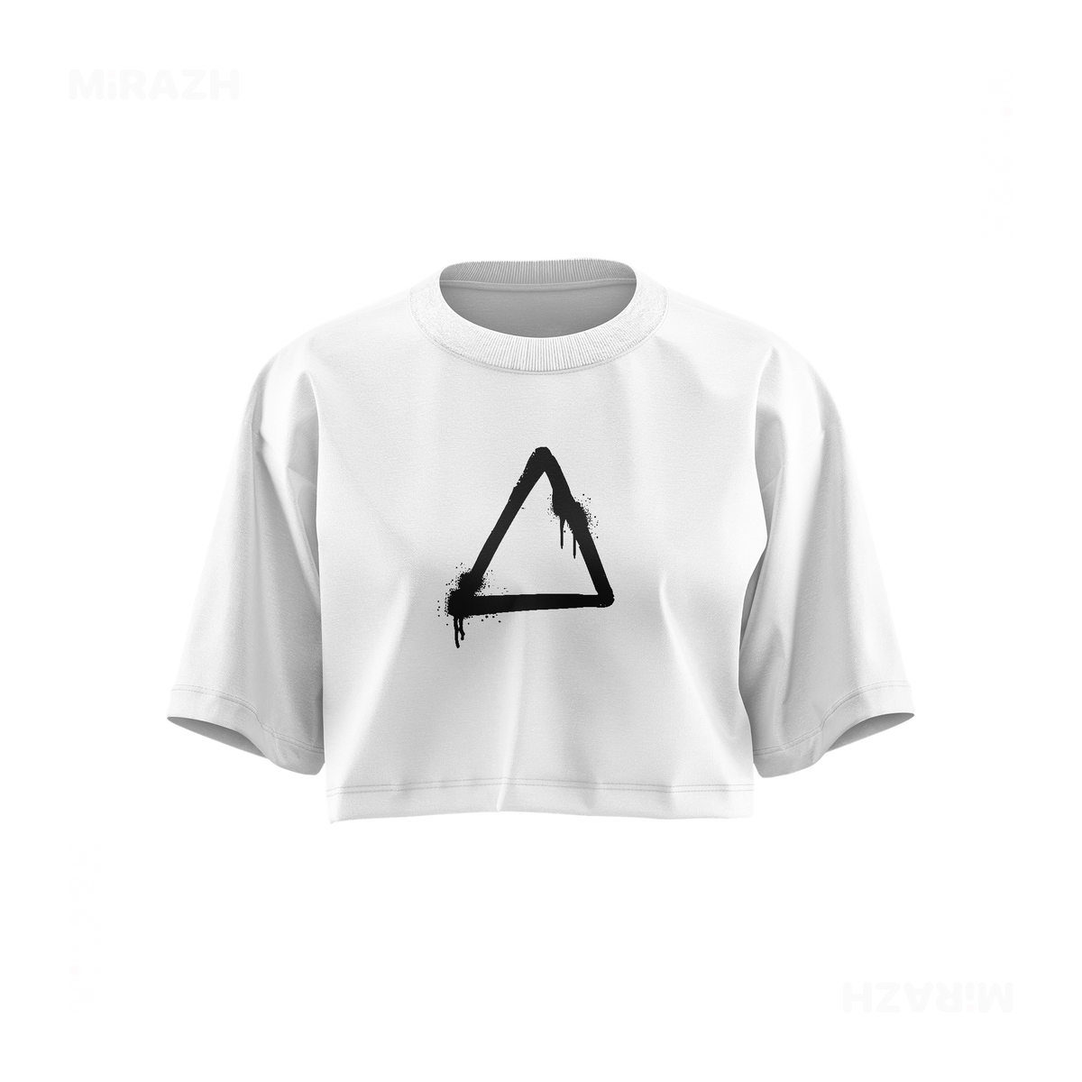 RisingTriangle Over Sized Crop Top 01 White
