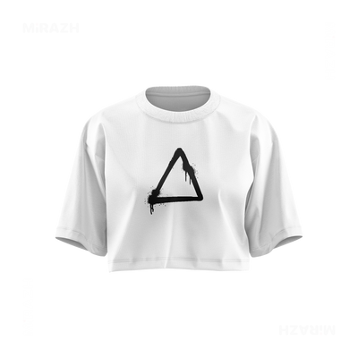 RisingTriangle Over Sized Crop Top 01 White