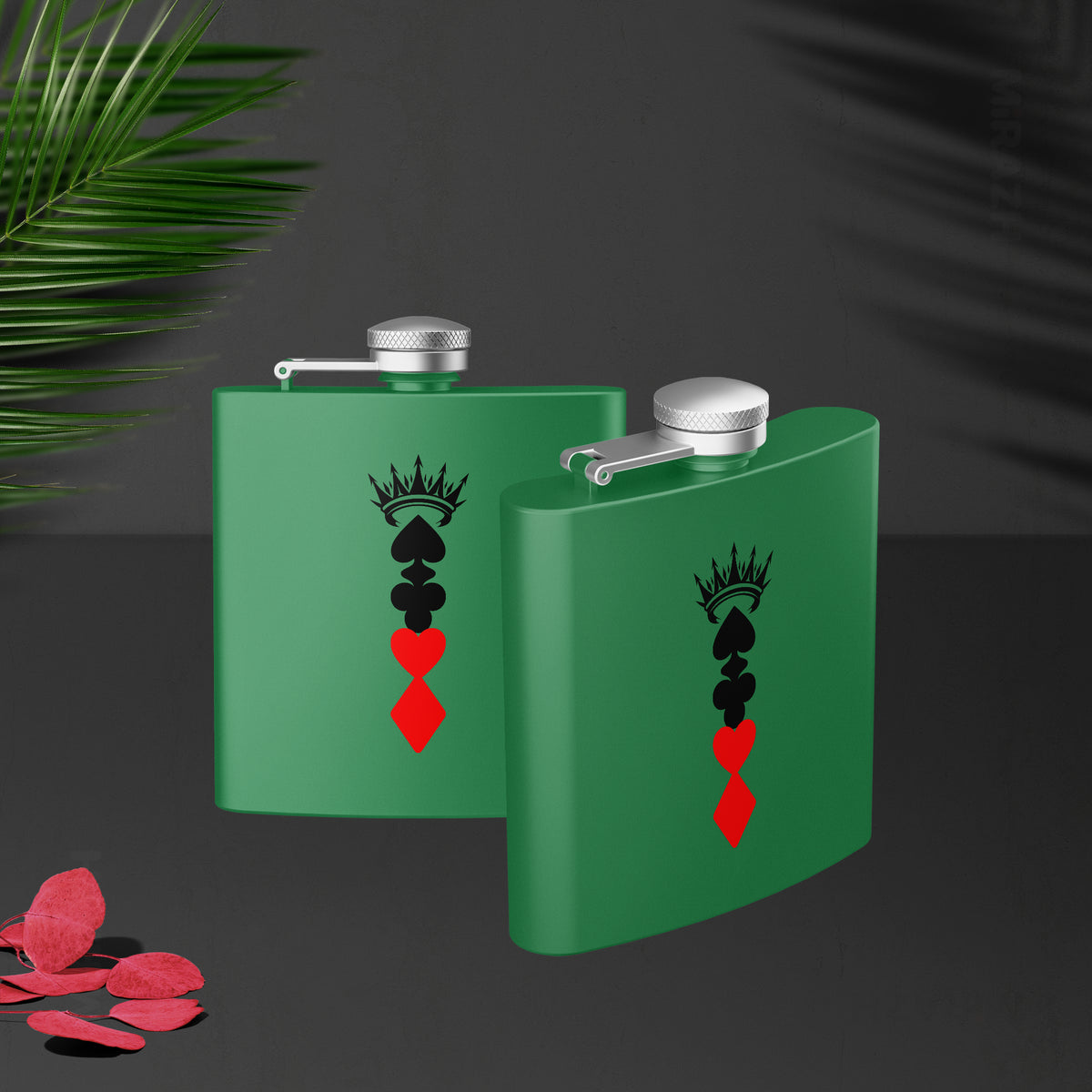RoyalSuitStack Hip Flasks 02 Green