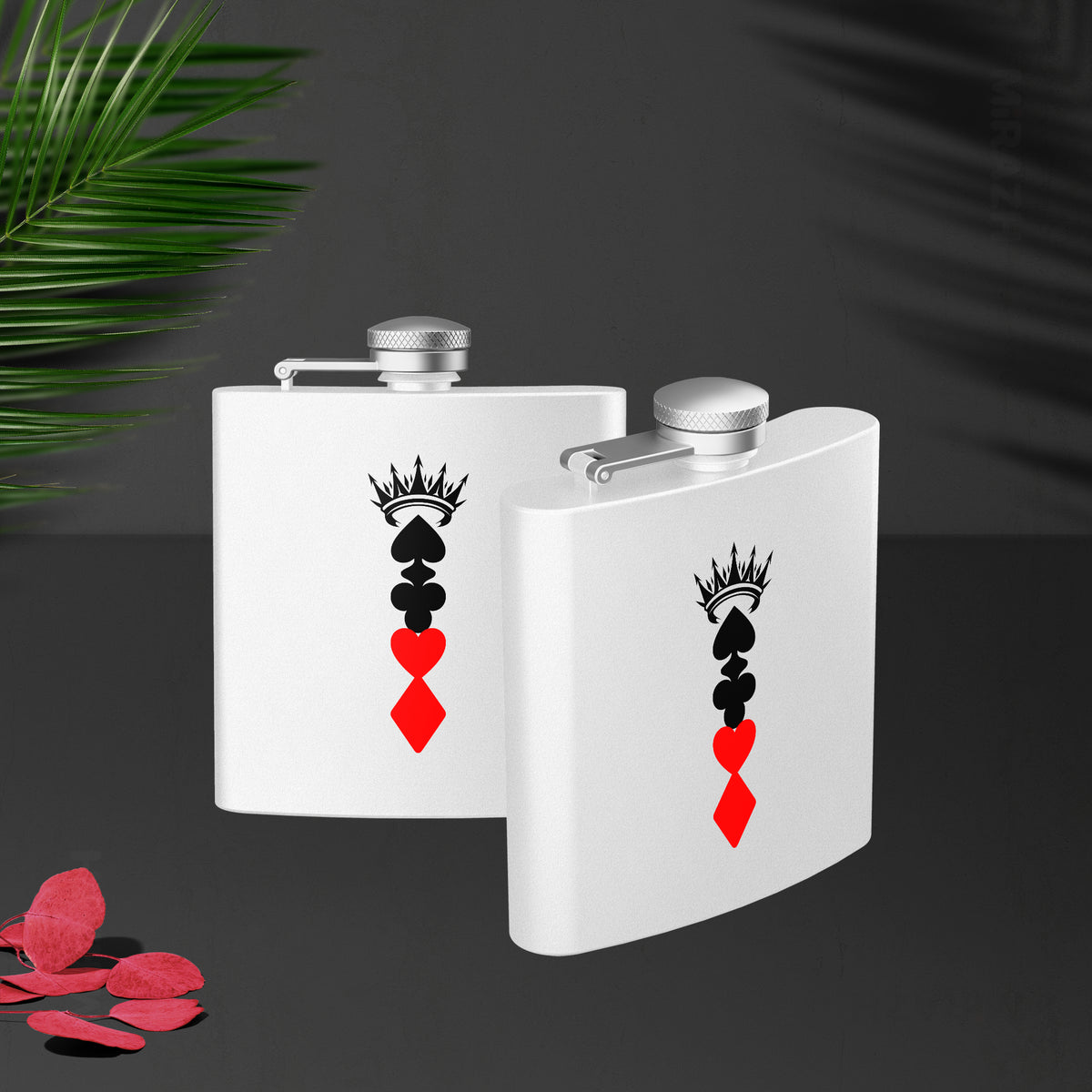 RoyalSuitStack Hip Flasks 02 White