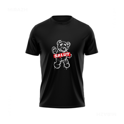 SalutRebelBear Adult T Shirt 01 Black