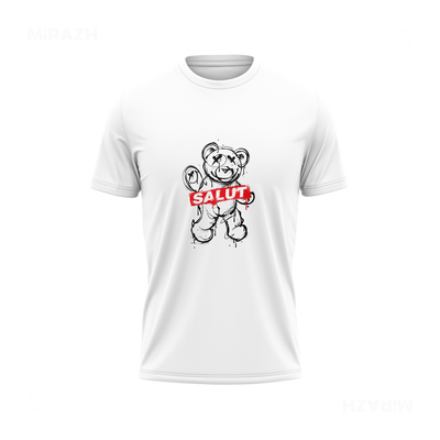 SalutRebelBear Adult T Shirt 01 White