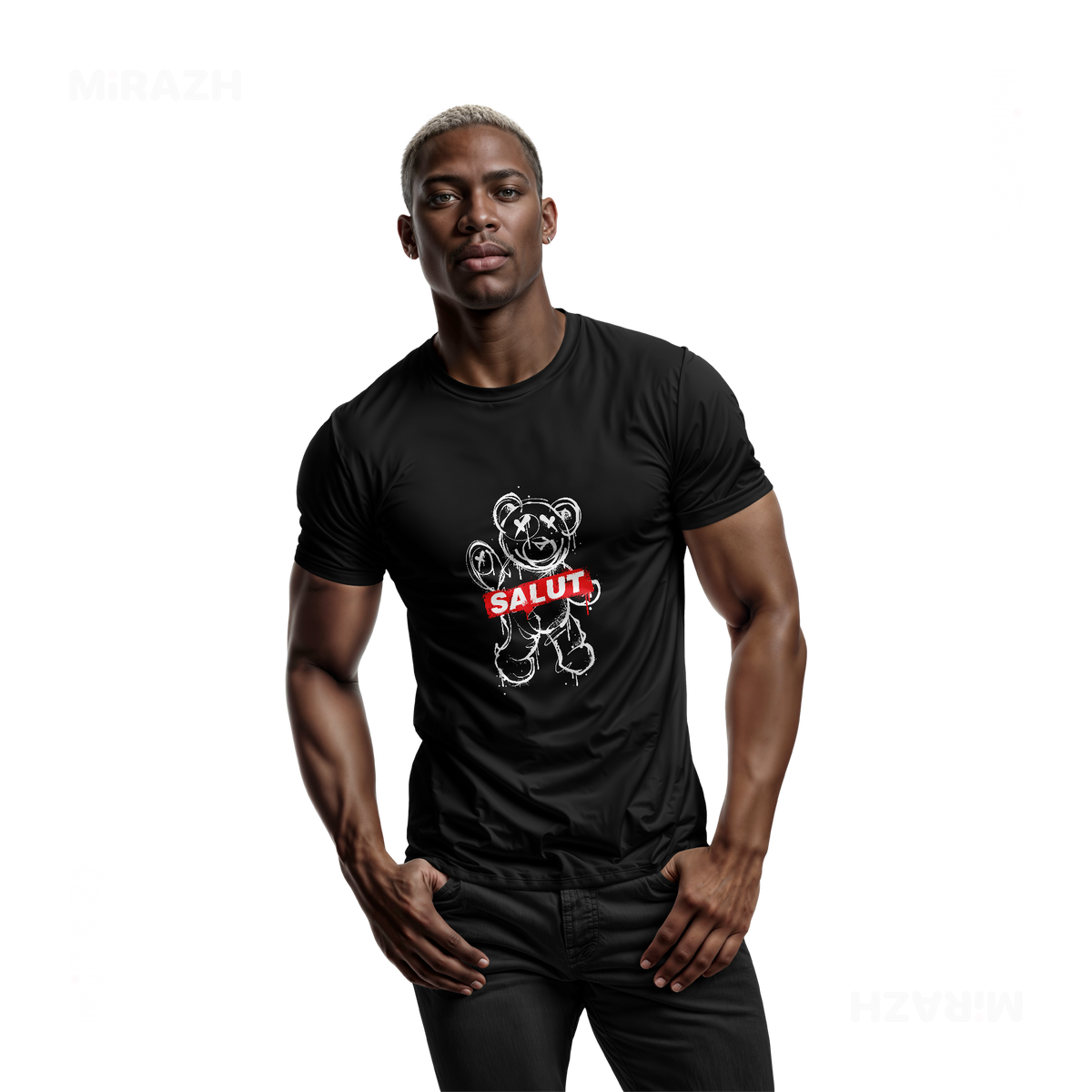 SalutRebelBear Adult T Shirt 02 Black
