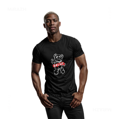 SalutRebelBear Adult T Shirt 02 Black
