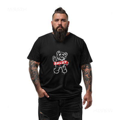 SalutRebelBear Adult T Shirt 05 Black