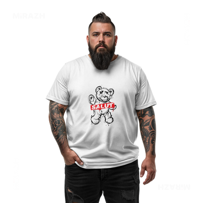 SalutRebelBear Adult T Shirt 05 White