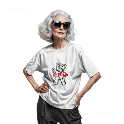 SalutRebelBear Adult T Shirt 07 White