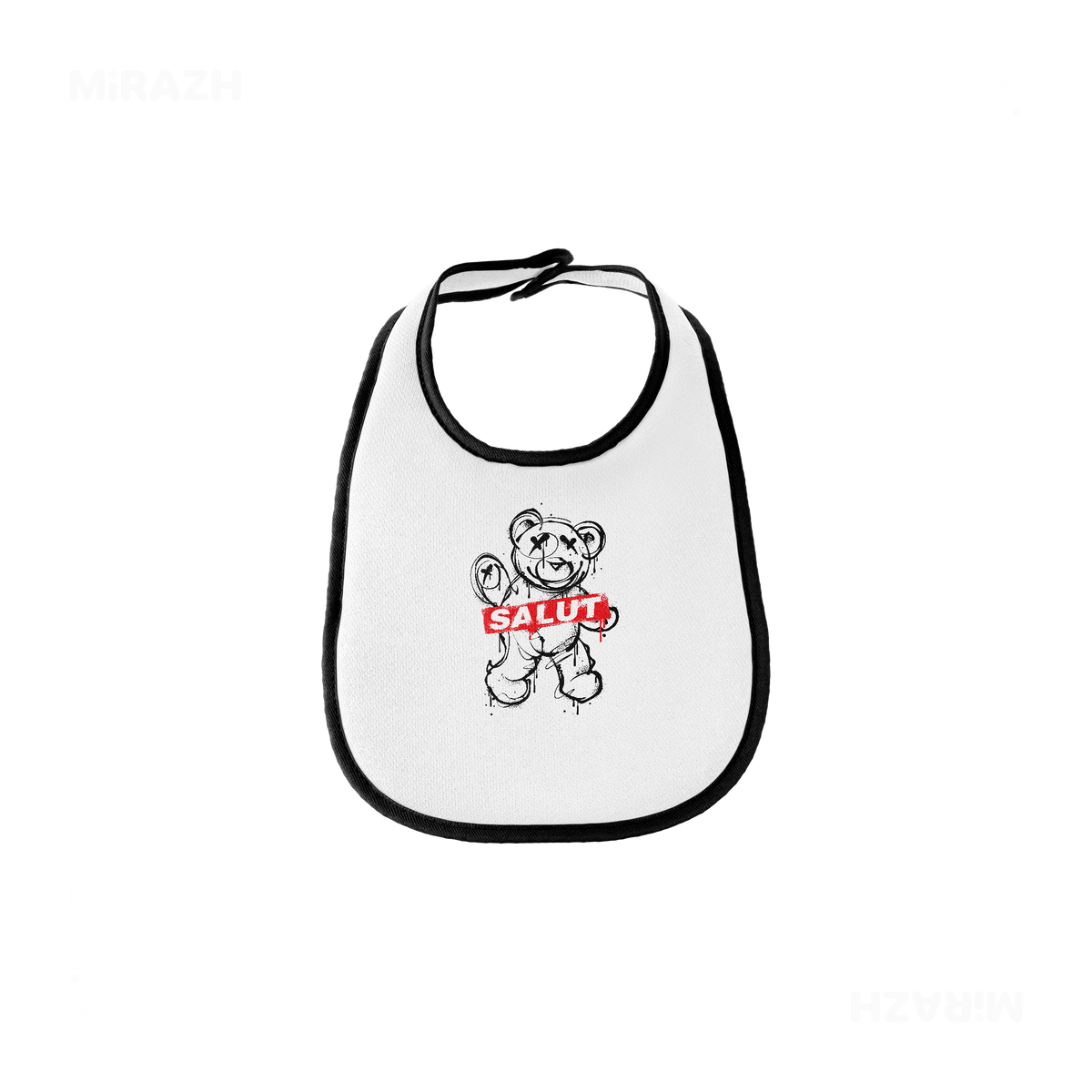 SalutRebelBear Baby Bibs 01 White Black