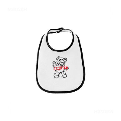 SalutRebelBear Baby Bibs 01 White Black