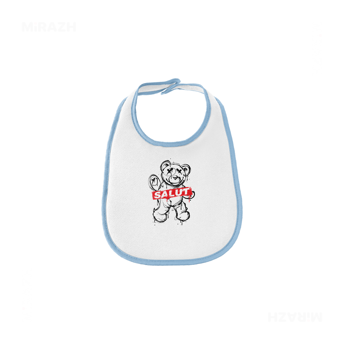 SalutRebelBear Baby Bibs 01 White Lightblue