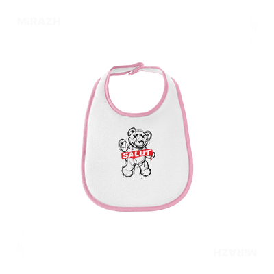 SalutRebelBear Baby Bibs 01 White Pink