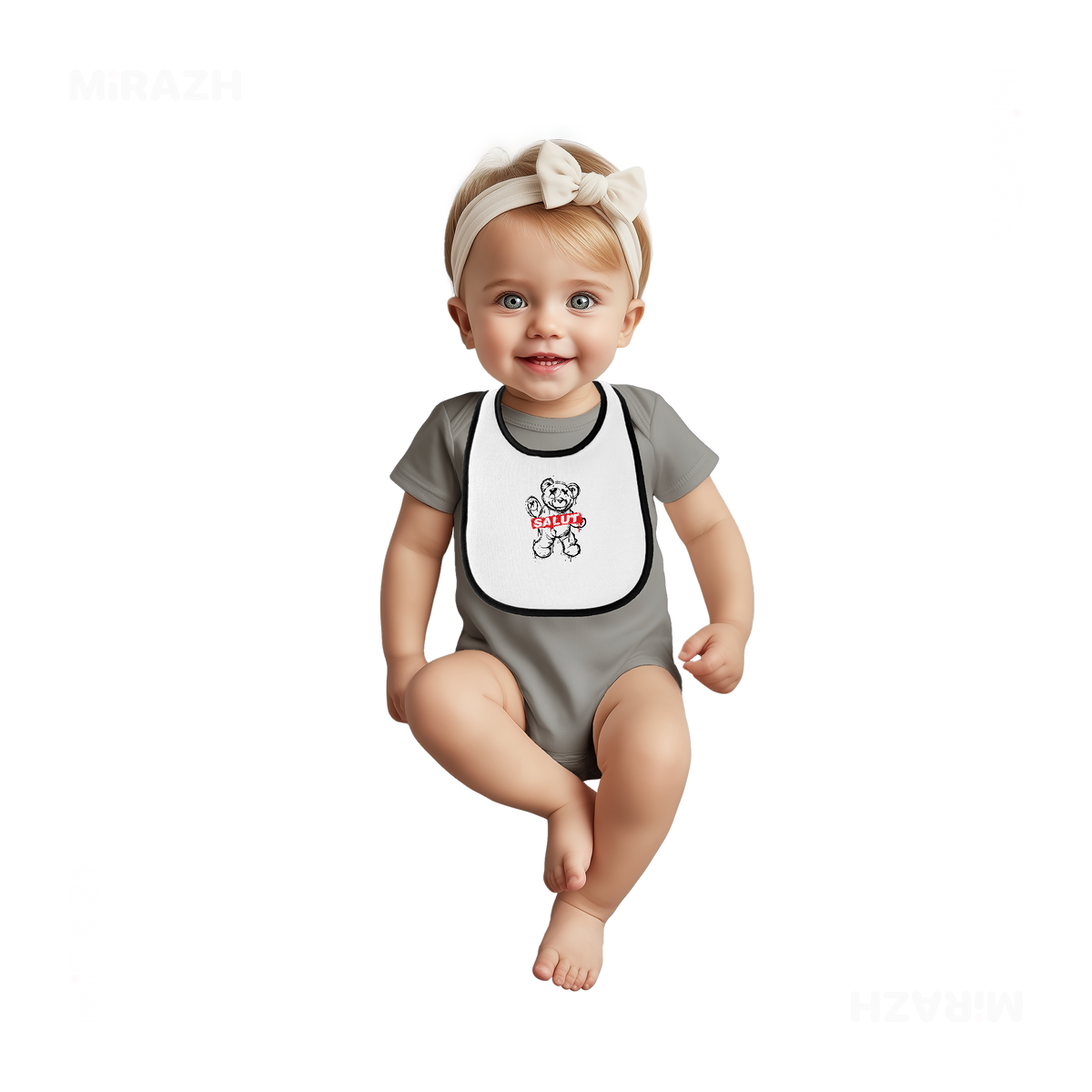 SalutRebelBear Baby Bibs 02 White Black