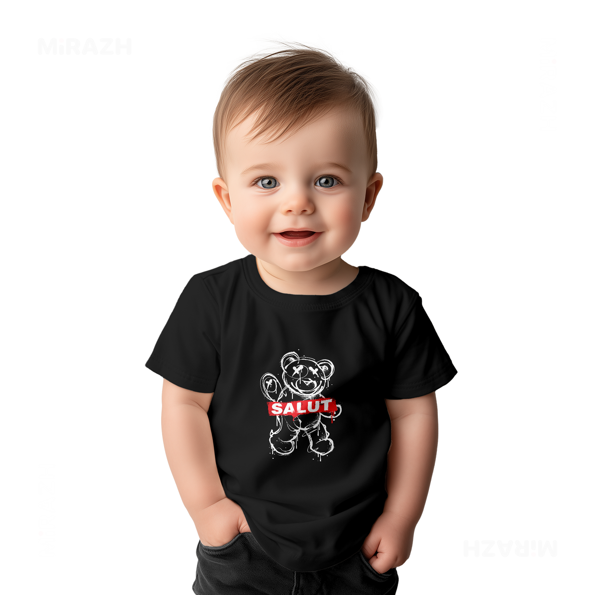 SalutRebelBear Baby T Shirt 03 Black