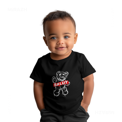 SalutRebelBear Baby T Shirt 05 Black