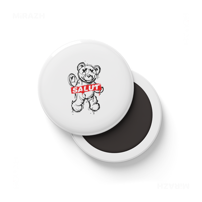 SalutRebelBear Button Magnet 01 Round