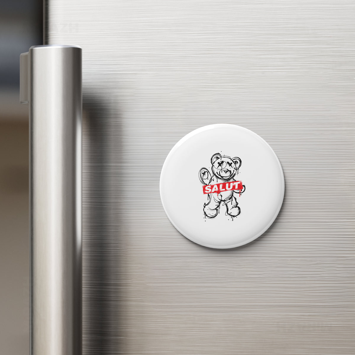 SalutRebelBear Button Magnet 02 Round