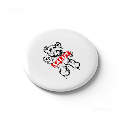 SalutRebelBear Button Magnet 03 Round