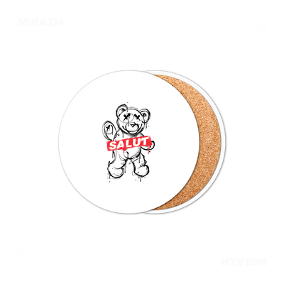 SalutRebelBear Ceramic Coaster 01 Round