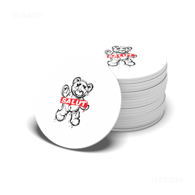 SalutRebelBear Ceramic Coaster 06 Round