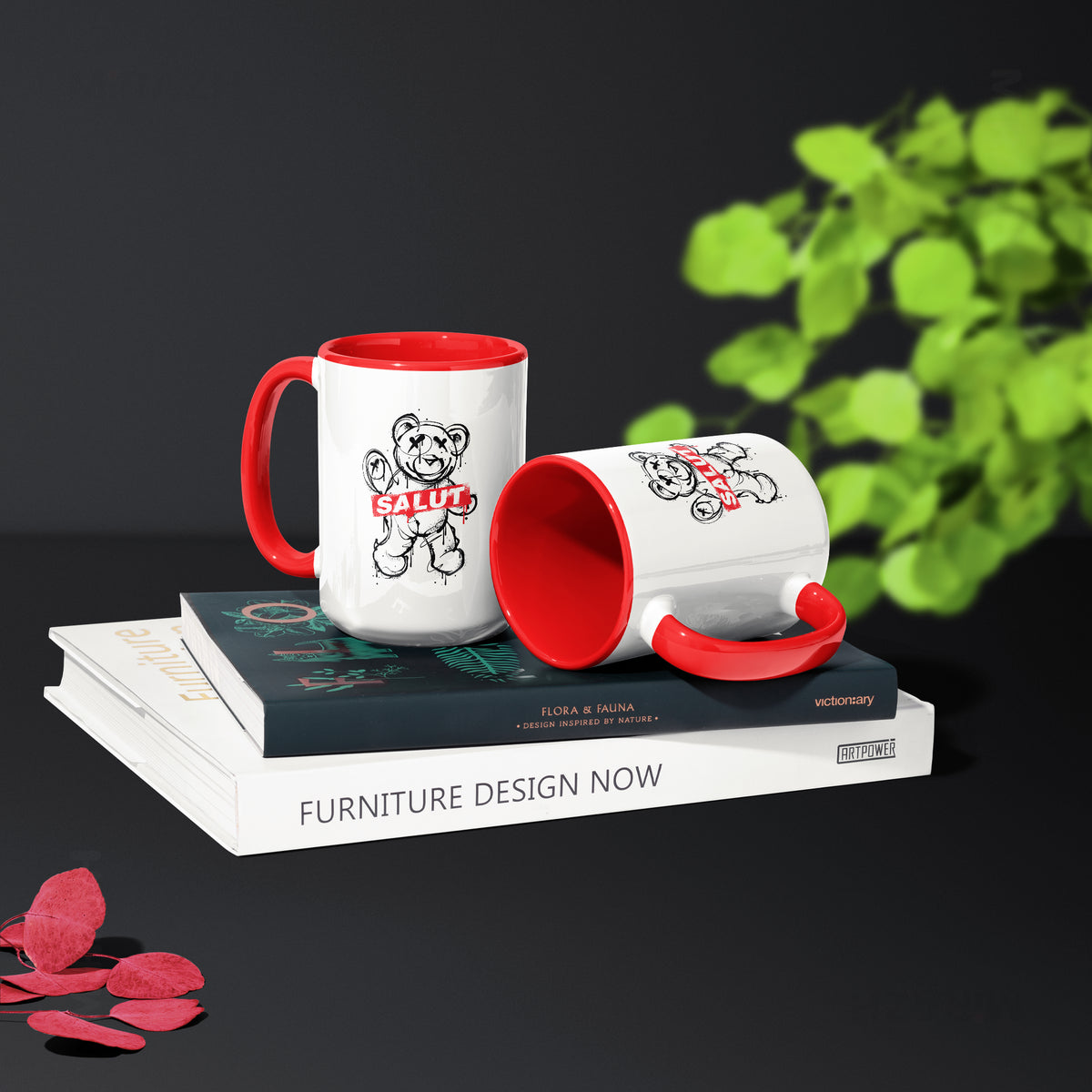 SalutRebelBear Ceramic Mug 02 White Red