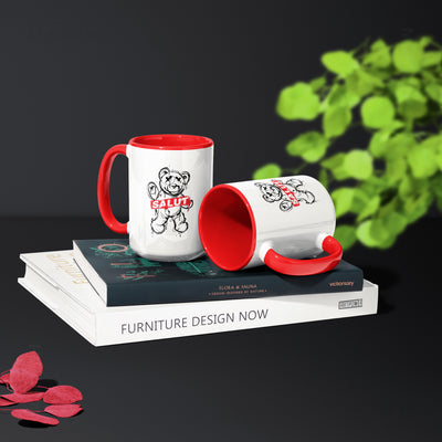 SalutRebelBear Ceramic Mug 02 White Red
