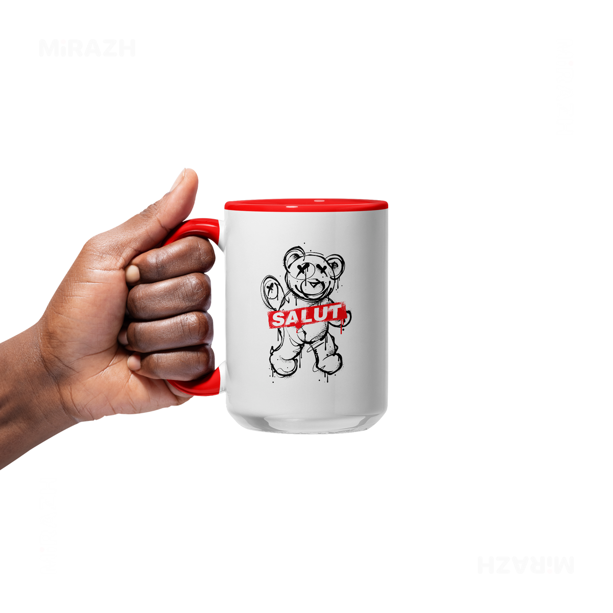 SalutRebelBear Ceramic Mug 05 White Red