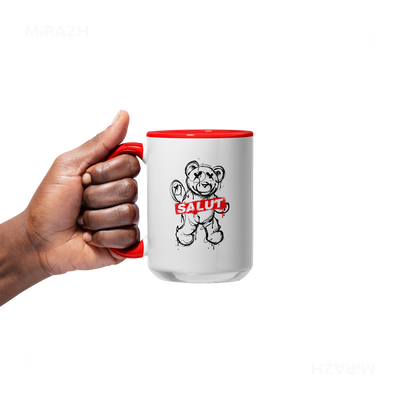 SalutRebelBear Ceramic Mug 05 White Red