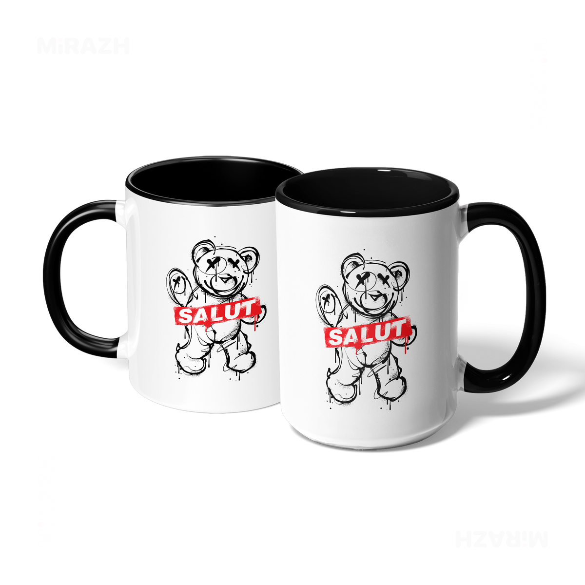 SalutRebelBear Ceramic Mug 07 White Black