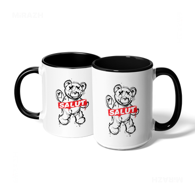 SalutRebelBear Ceramic Mug 07 White Black