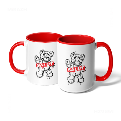 SalutRebelBear Ceramic Mug 07 White Red