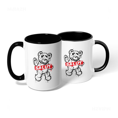 SalutRebelBear Ceramic Mug 08 White Black