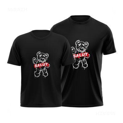 SalutRebelBear Couple T Shirt 01 Black