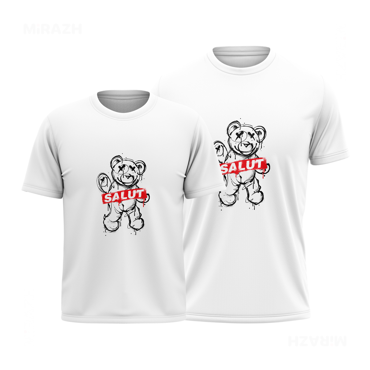 SalutRebelBear Couple T Shirt 01 White