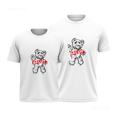 SalutRebelBear Couple T Shirt 01 White