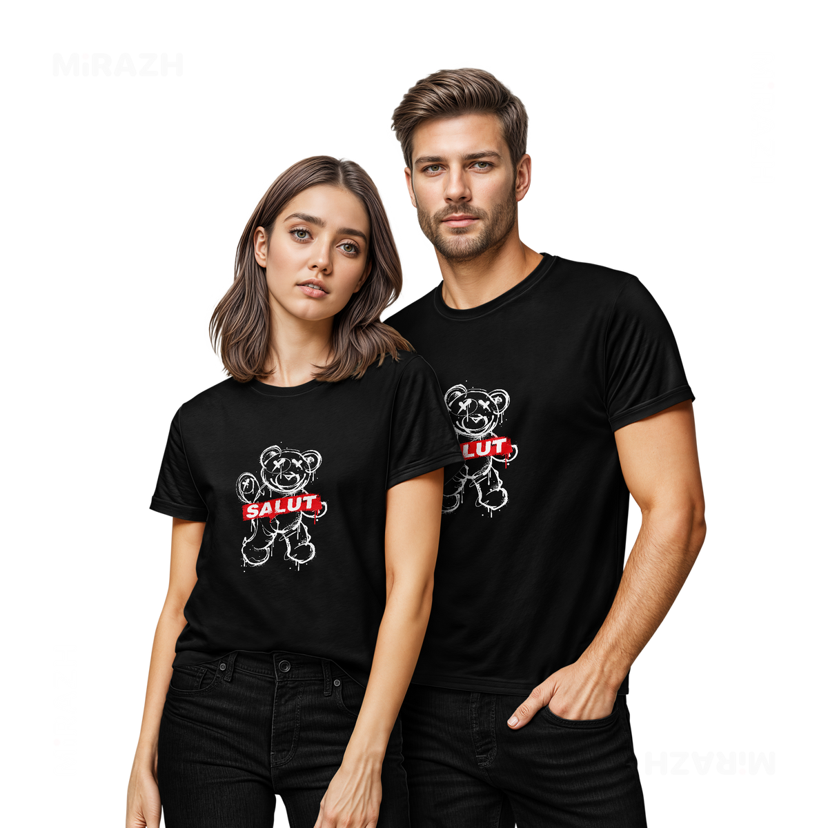 SalutRebelBear Couple T Shirt 02 Black