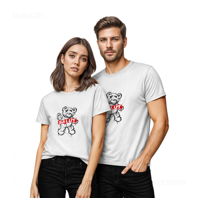 SalutRebelBear Couple T Shirt 02 White