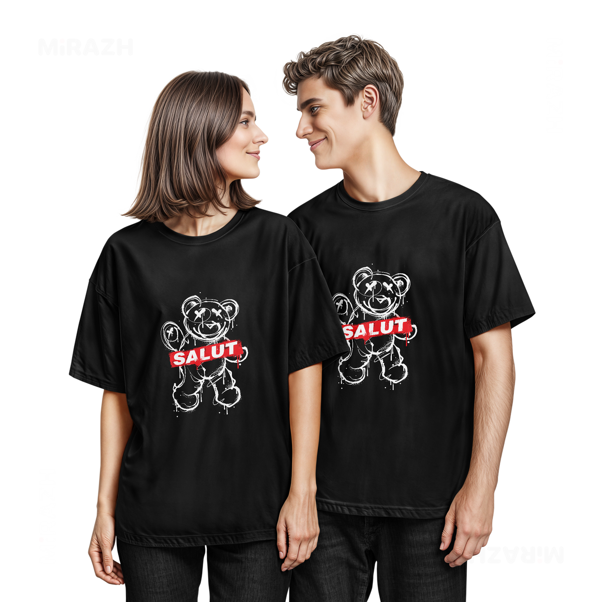 SalutRebelBear Couple T Shirt 05 Black